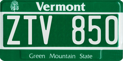 VT license plate ZTV850