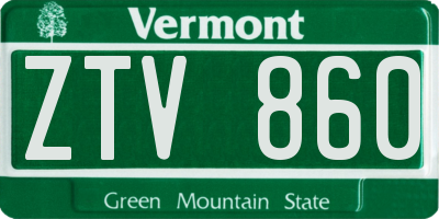 VT license plate ZTV860