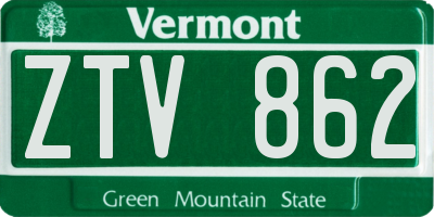 VT license plate ZTV862