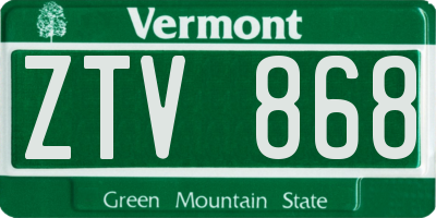 VT license plate ZTV868