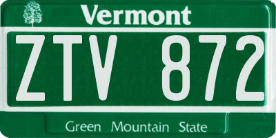 VT license plate ZTV872