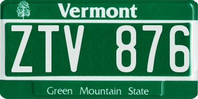 VT license plate ZTV876