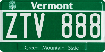 VT license plate ZTV888