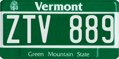 VT license plate ZTV889