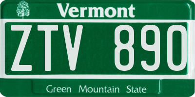 VT license plate ZTV890