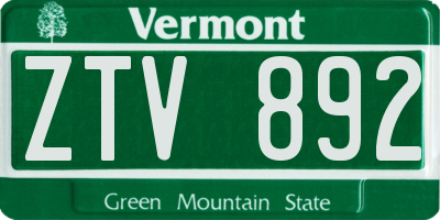 VT license plate ZTV892