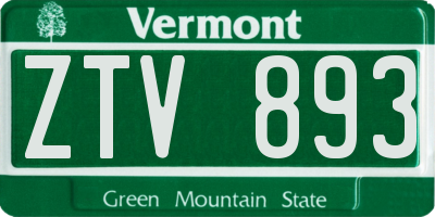 VT license plate ZTV893