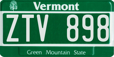 VT license plate ZTV898