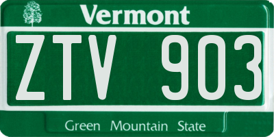VT license plate ZTV903