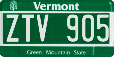 VT license plate ZTV905