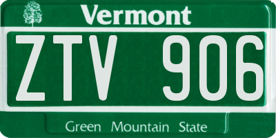VT license plate ZTV906