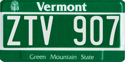 VT license plate ZTV907