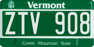 VT license plate ZTV908