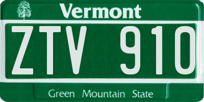 VT license plate ZTV910