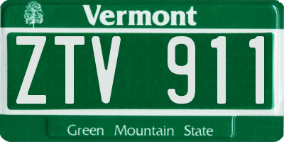 VT license plate ZTV911