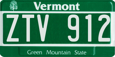 VT license plate ZTV912