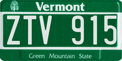 VT license plate ZTV915