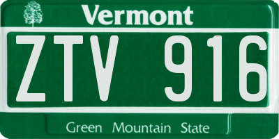 VT license plate ZTV916