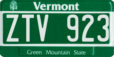 VT license plate ZTV923