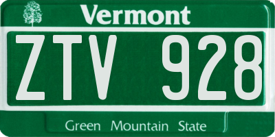 VT license plate ZTV928