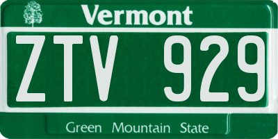 VT license plate ZTV929