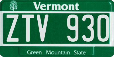 VT license plate ZTV930