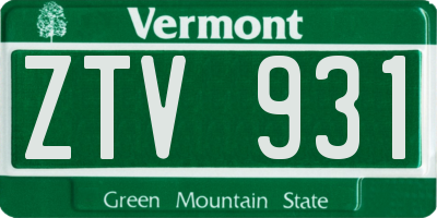 VT license plate ZTV931