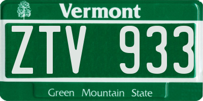 VT license plate ZTV933