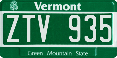 VT license plate ZTV935