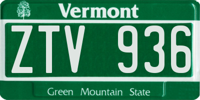 VT license plate ZTV936