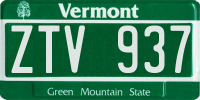 VT license plate ZTV937