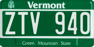 VT license plate ZTV940