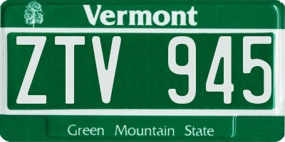 VT license plate ZTV945