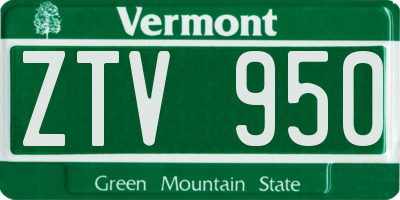 VT license plate ZTV950