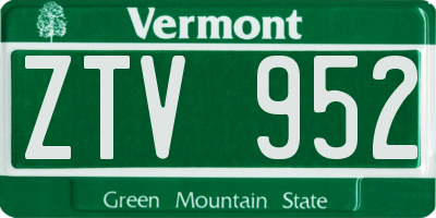 VT license plate ZTV952