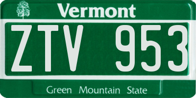 VT license plate ZTV953