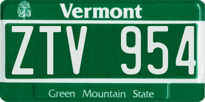 VT license plate ZTV954