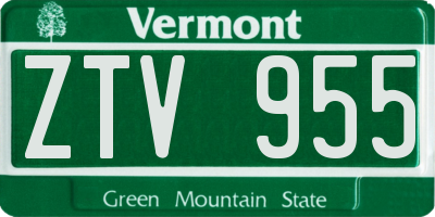 VT license plate ZTV955