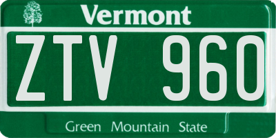 VT license plate ZTV960
