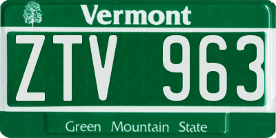 VT license plate ZTV963