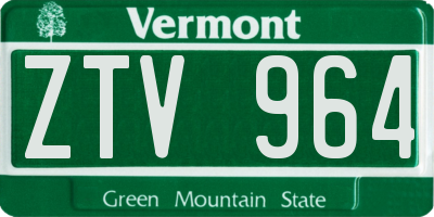 VT license plate ZTV964