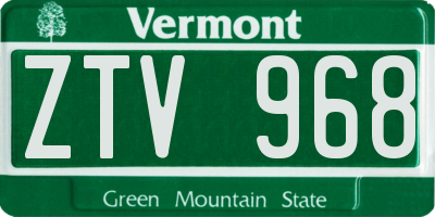 VT license plate ZTV968