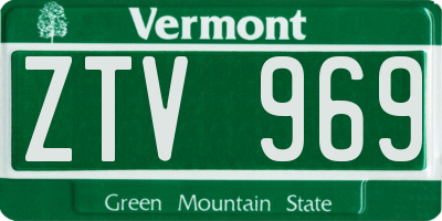 VT license plate ZTV969