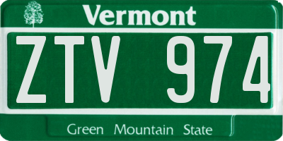 VT license plate ZTV974
