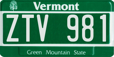 VT license plate ZTV981