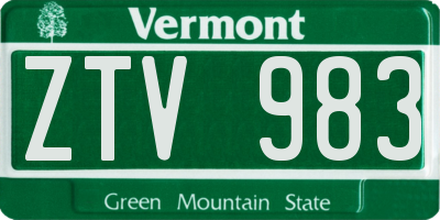 VT license plate ZTV983