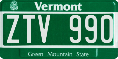 VT license plate ZTV990