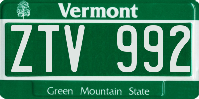 VT license plate ZTV992