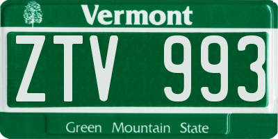 VT license plate ZTV993