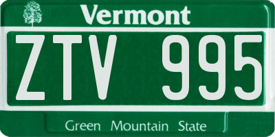 VT license plate ZTV995